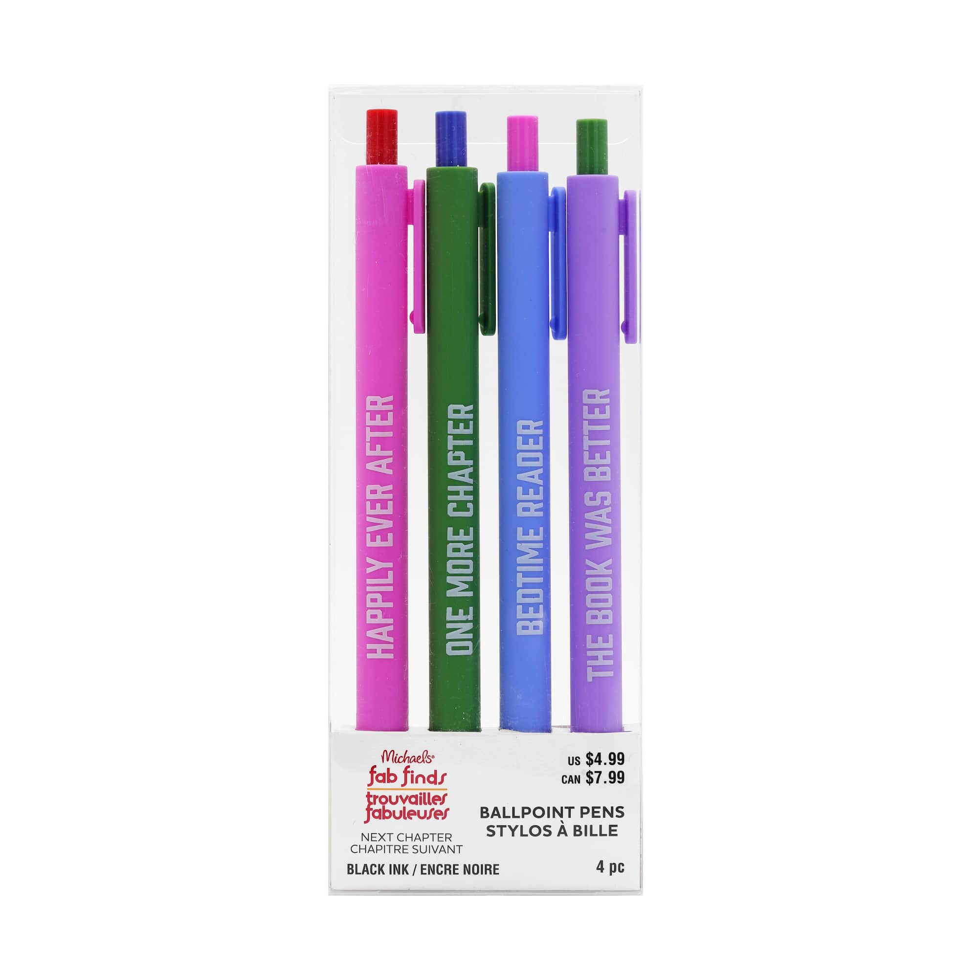 Bookish Ballpoint Pens, 4ct. by Fab Finds